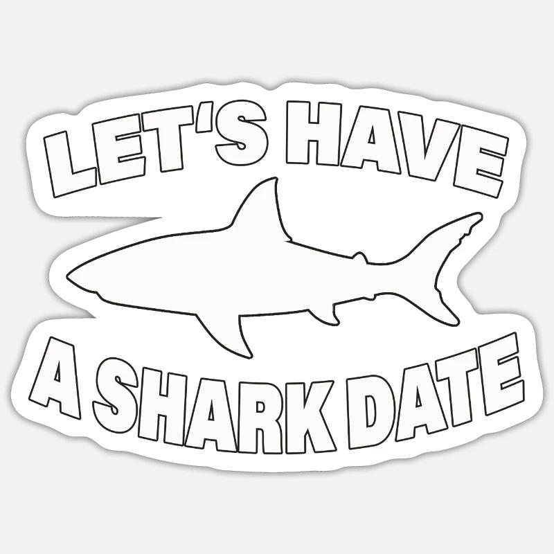 DATE DE REQUIN - Sticker taille S (10 x 10 cm) - blanc mat