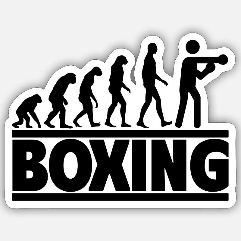 Boxen-Evolution: Vom Menschen zum Boxer - Sticker Größe S (10 x 10 cm) - Mattweiß