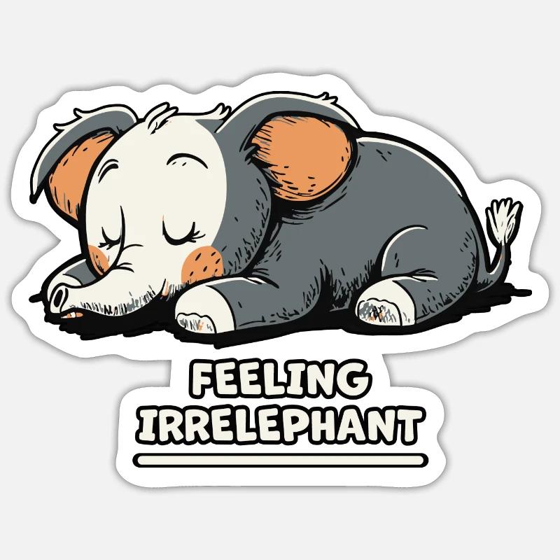 Feeling Irrelephant - Sleepy Elephant - Sticker size S (10 x 10 cm) - white matte