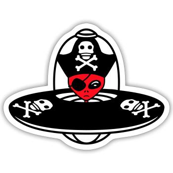 Alien Pirate Ufo Capitaine Cap Drôle Alien - Sticker taille S (10 x 10 cm) - blanc mat - Devant