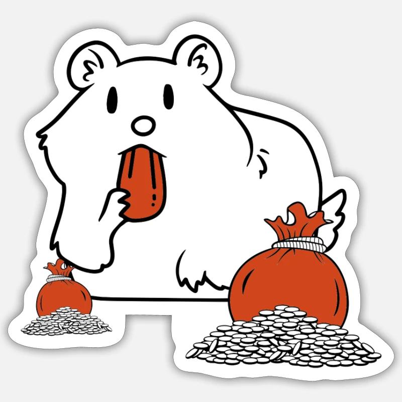 Hamster d’argent - Sticker taille S (10 x 10 cm) - blanc mat