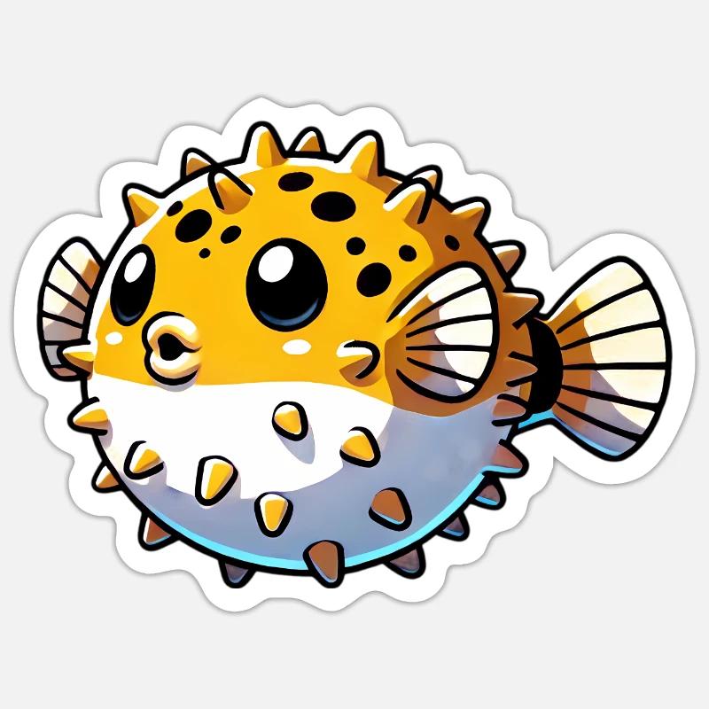 Blowfish - Sticker taille S (10 x 10 cm) - blanc mat