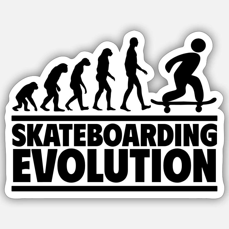 Évolution du skateboard - Sticker taille S (10 x 10 cm) - blanc mat