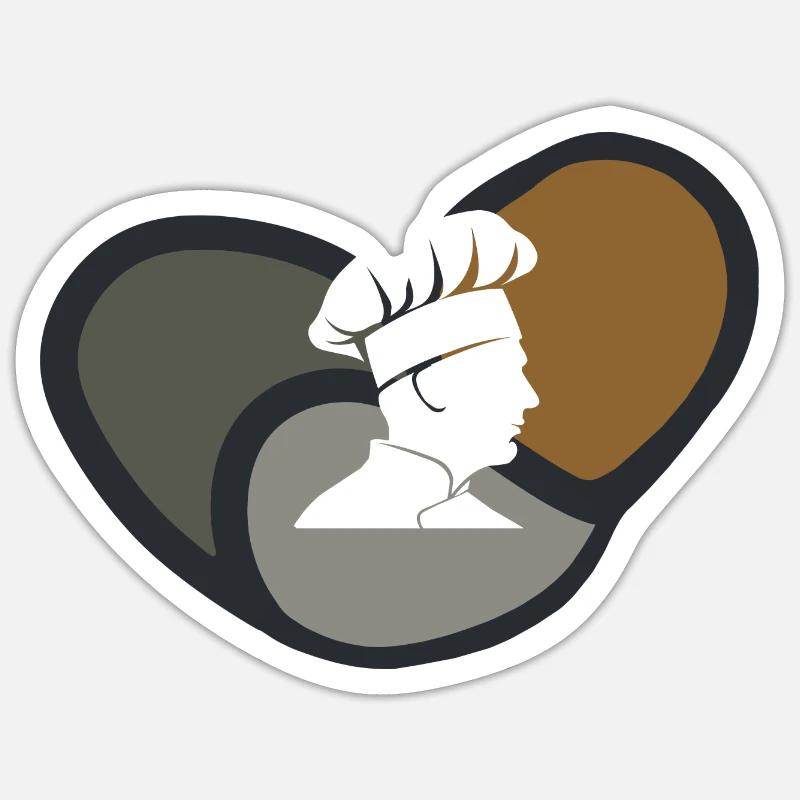 Chef cuisinier chef étoilé - Sticker taille S (10 x 10 cm) - blanc mat