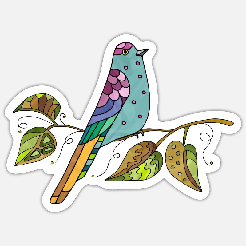 Bunter Vogel - Sticker Größe S (10 x 10 cm) - Mattweiß