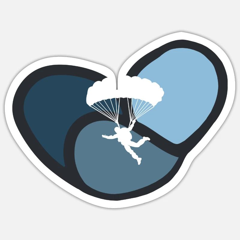 Skydiving Freifall Base Jumping - Sticker Größe S (10 x 10 cm) - Mattweiß