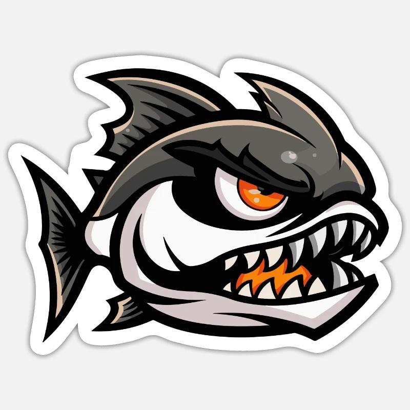 Piranha Fish Comic Sticker size S (10 x 10 cm)