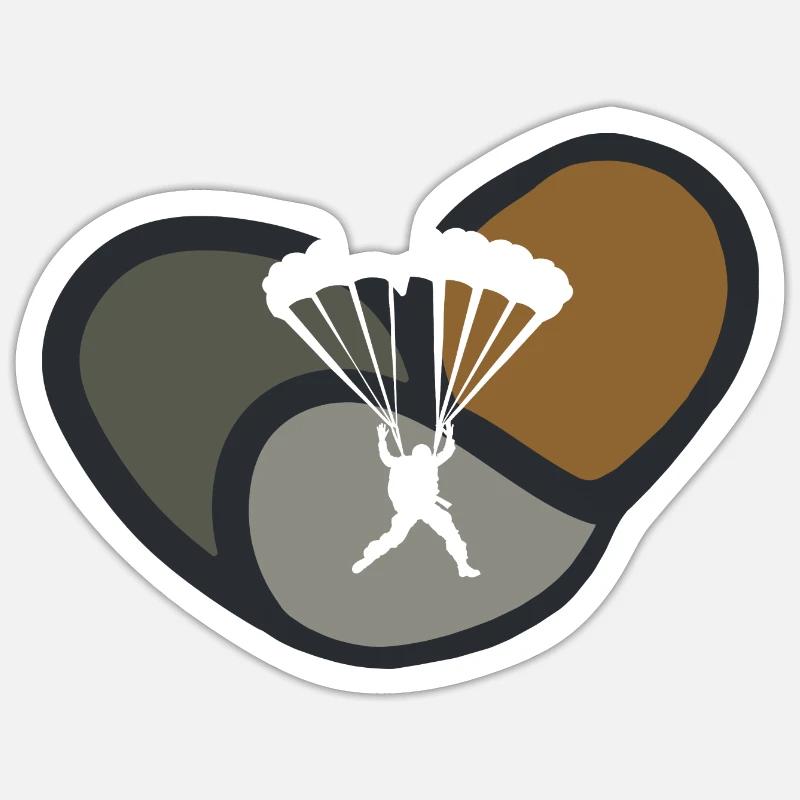 Parachutisme - Sticker taille S (10 x 10 cm) - blanc mat
