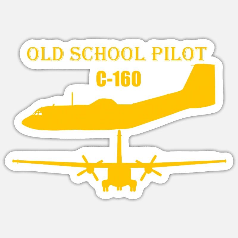 Old school pilot C-160 - Sticker Größe S (10 x 10 cm) - Mattweiß