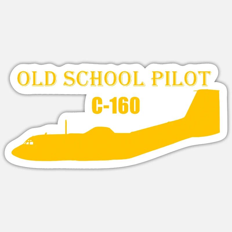 Pilote à l’ancienne C-160 - Sticker taille S (10 x 10 cm) - blanc mat