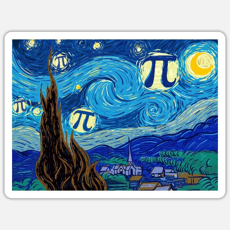 Starry Pi Night - Math Meets Art Pi Day Sticker taille S (10 x 10 cm)