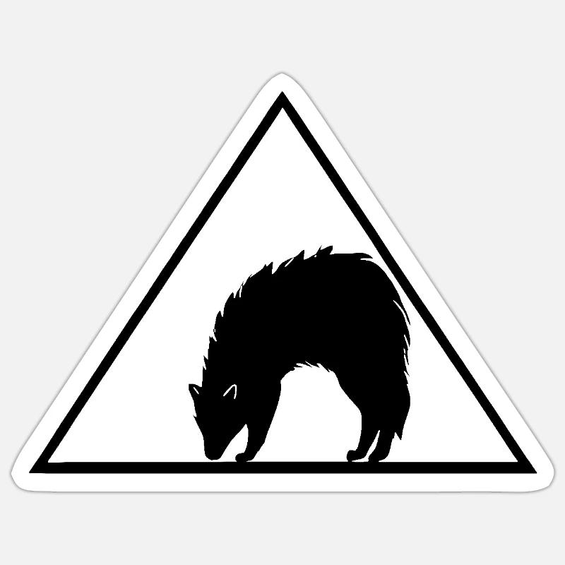 Loup dans le triangle - Sticker taille S (10 x 10 cm) - blanc mat