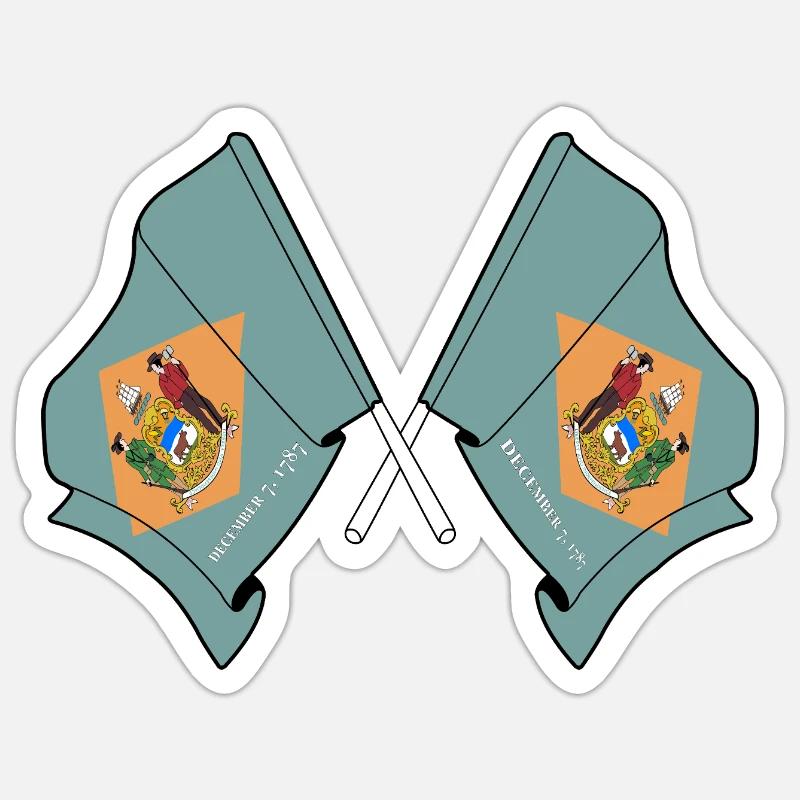 Two Flags Crossed Delaware - Sticker size S (10 x 10 cm) - white matte