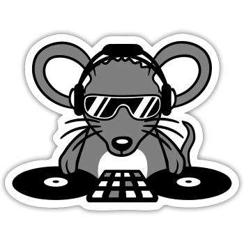 Maus DJ Sonnenbrille Kopfhörer Party Feiern Musik - Sticker Größe S (10 x 10 cm) - Mattweiß - Vorne