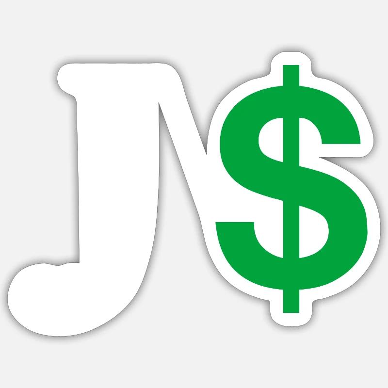 Buchstabe j Dollar - Sticker Größe S (10 x 10 cm) - Mattweiß