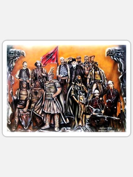 albanischer national helden/albanian heroes - Sticker Größe S (10 x 10 cm) - Mattweiß