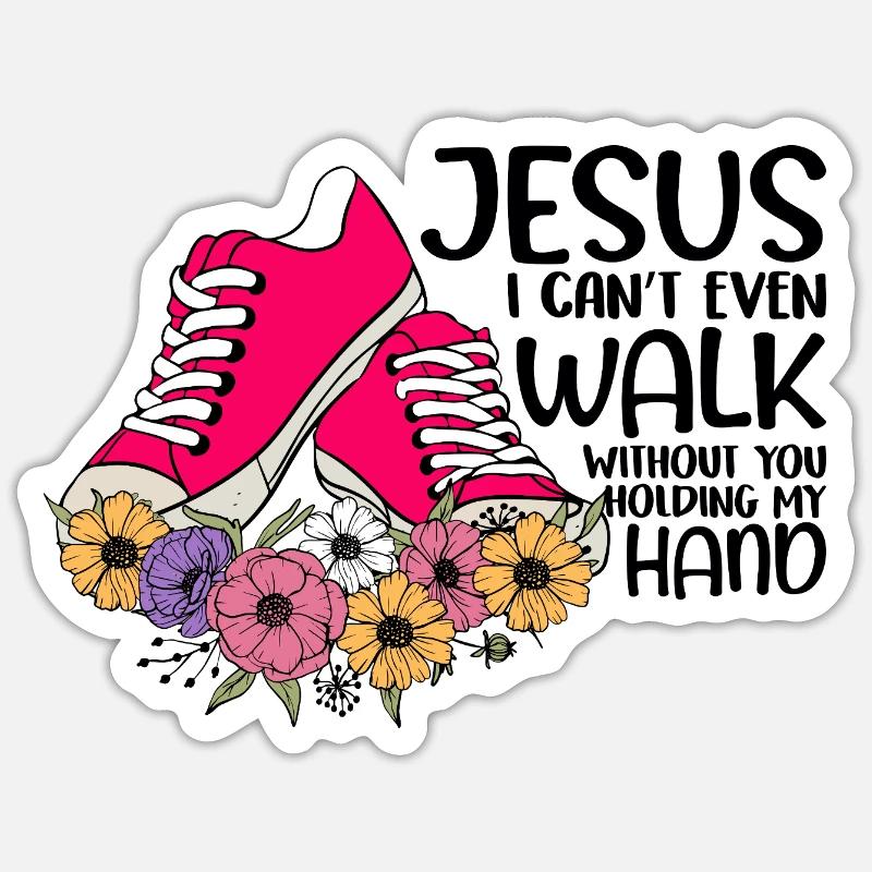 Walk with Jesus - Sticker size S (10 x 10 cm) - white matte
