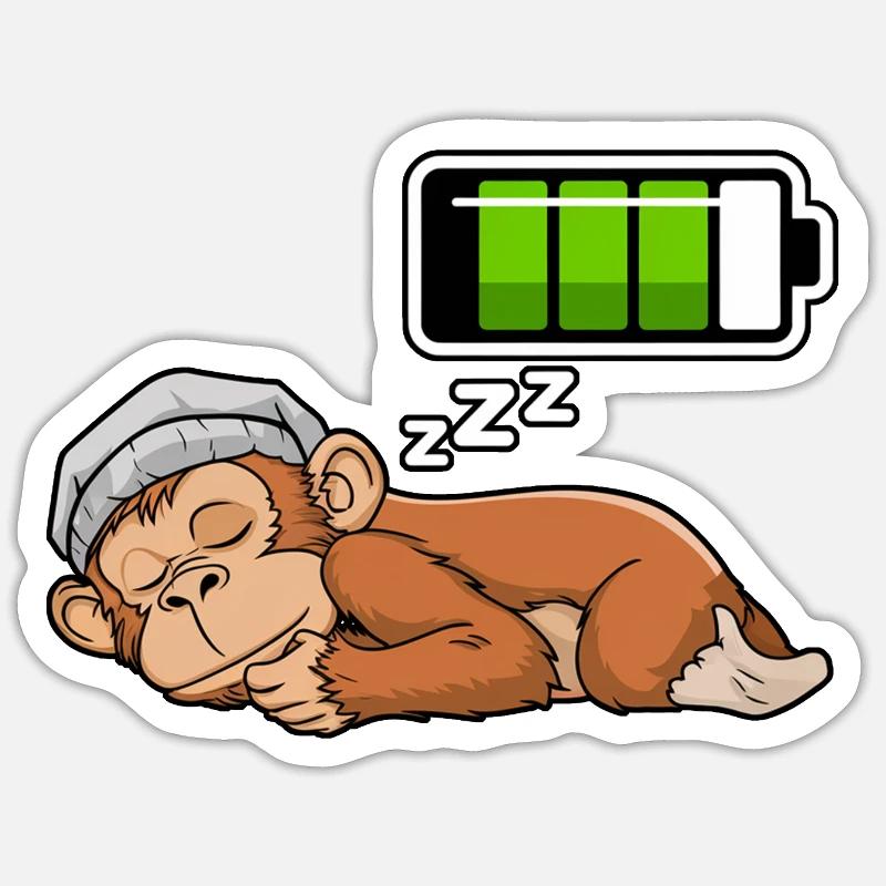 Monkey Sleeping Recharging Night Bedtime Sticker Größe S (10 x 10 cm)