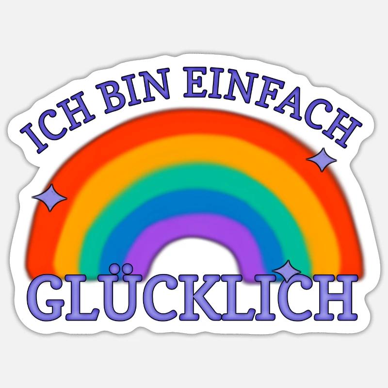 Arc-en-ciel heureux - Sticker taille S (10 x 10 cm) - blanc mat