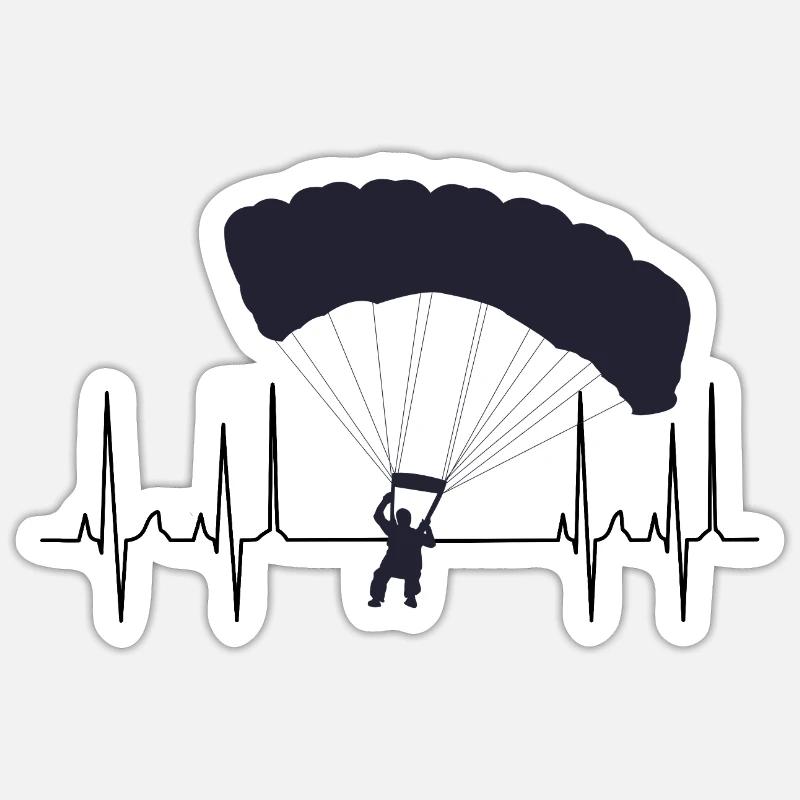 Parachuting paragliding cardiogram - Sticker size S (10 x 10 cm) - white matte