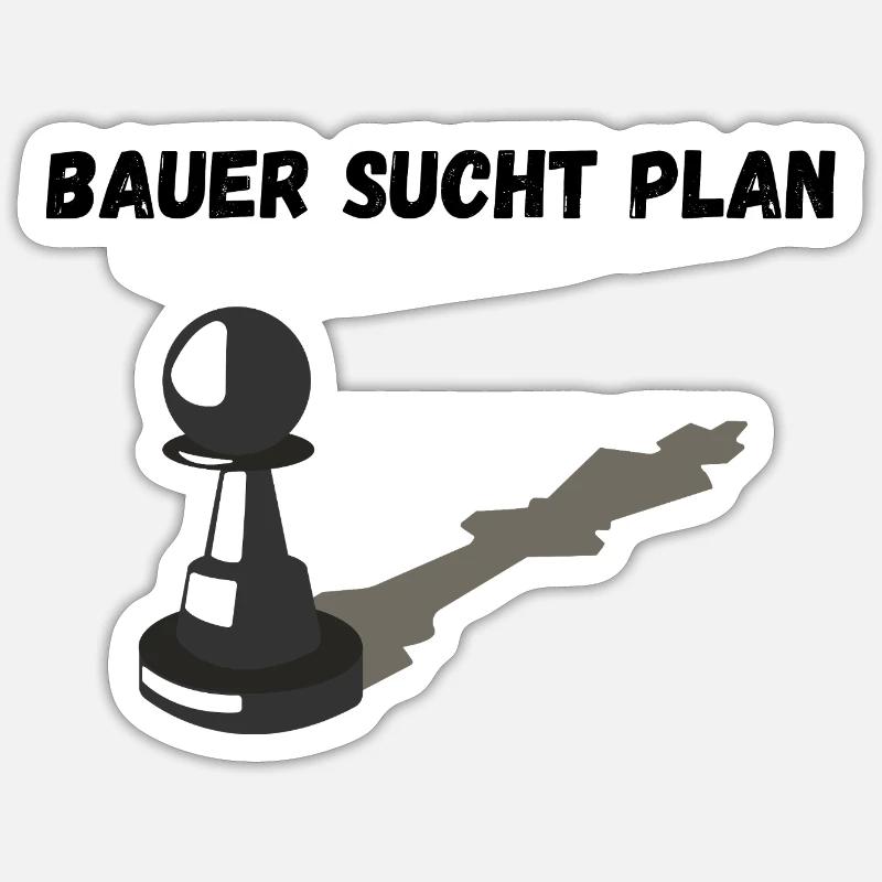 Bauer sucht Plan - Sticker Größe S (10 x 10 cm) - Mattweiß