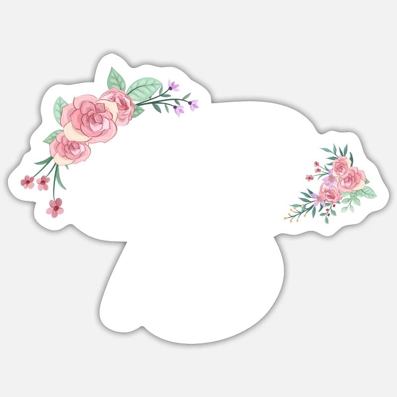 Buchstabe b Blumen - Sticker Größe S (10 x 10 cm) - Mattweiß