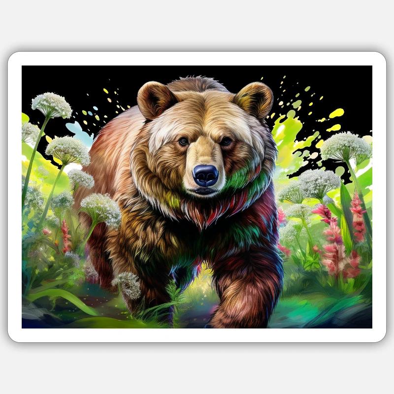 Ours déterminé Sticker taille S (10 x 10 cm)