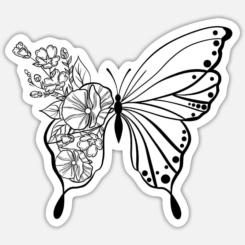 Papillon - Sticker taille S (10 x 10 cm) - blanc mat