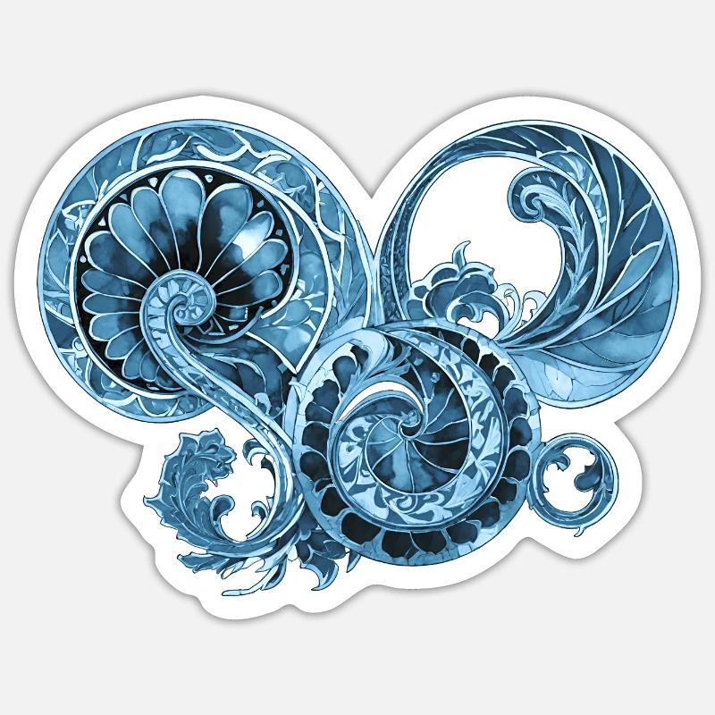 Blue Ornament Sticker size S (10 x 10 cm)