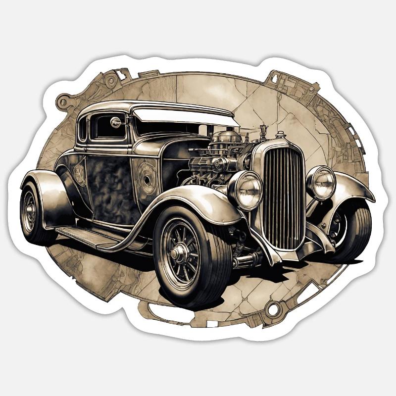 Hotrod - Sticker taille S (10 x 10 cm) - blanc mat