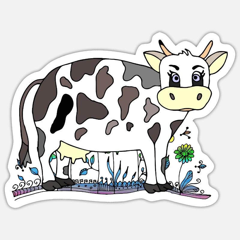 Vache - Sticker taille S (10 x 10 cm) - blanc mat
