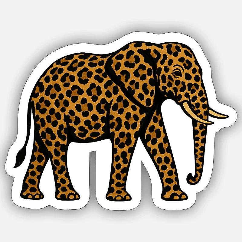 Leopard Elephant Pattern - Sticker size S (10 x 10 cm) - white matte