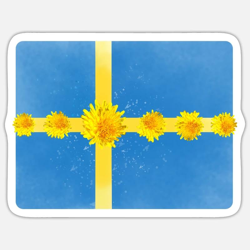 Suède Fleurs Solstice d’été Sticker taille S (10 x 10 cm)