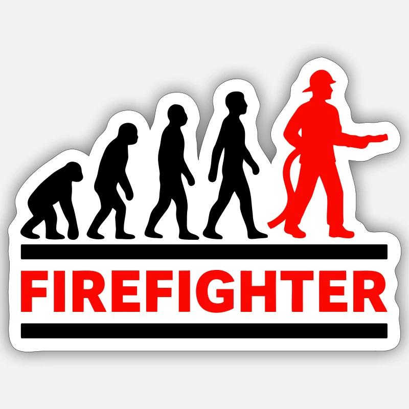Evolution Firefighter Hero Cool Gift - Sticker size S (10 x 10 cm) - white matte