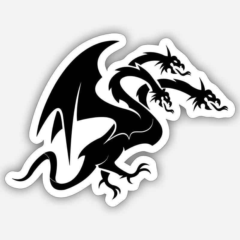 Dragon 3 Head - Sticker size S (10 x 10 cm) - white matte