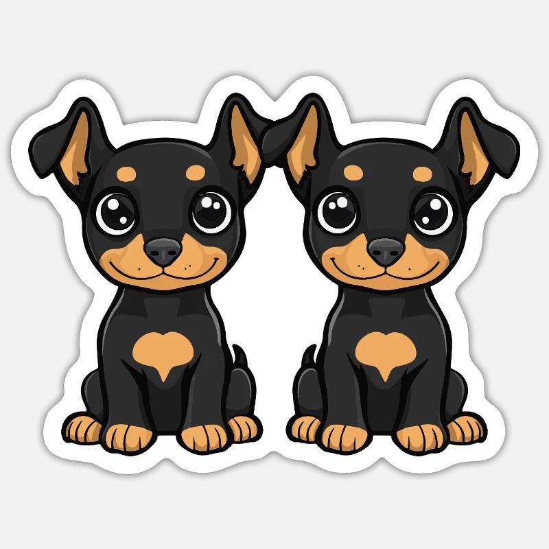 Doberman Dog Comic - Sticker size S (10 x 10 cm) - white matte
