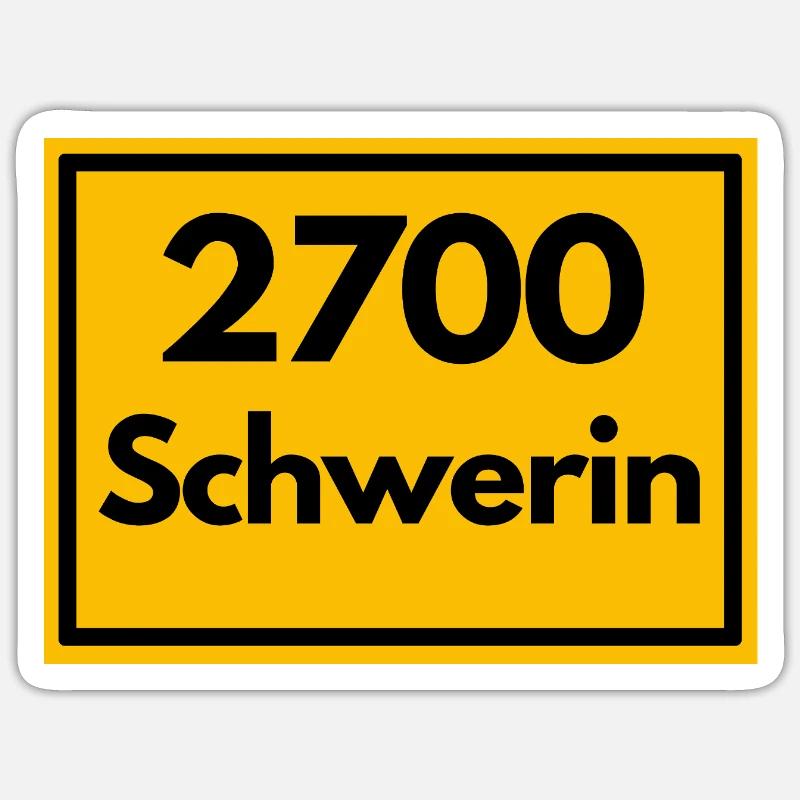 Panneau de la ville - puis rétro ancien code postal 2700 SCHWERIN Sticker taille S (10 x 10 cm)