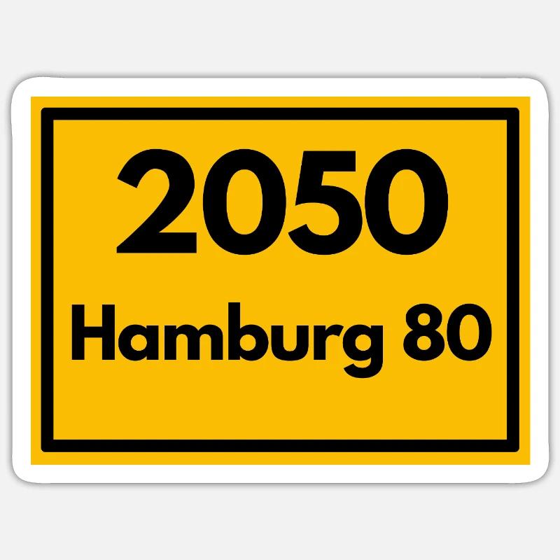 Panneau de lieu - puis rétro ancien code postal 2050 HAMBOURG 80 Sticker taille S (10 x 10 cm)