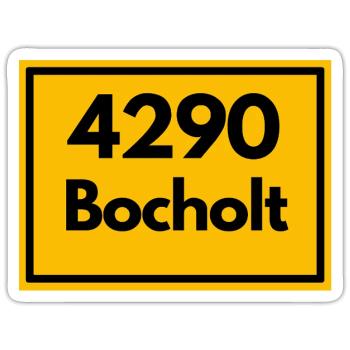 Town sign - then retro old zip code 4290 BOCHOLT - Sticker size S (10 x 10 cm) - white matte - Front