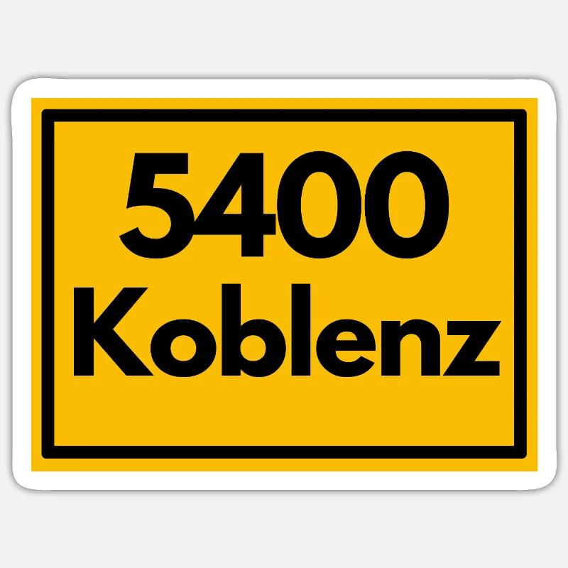 Panneau de lieu - puis rétro ancien code postal 5400 Coblence Sticker taille S (10 x 10 cm)
