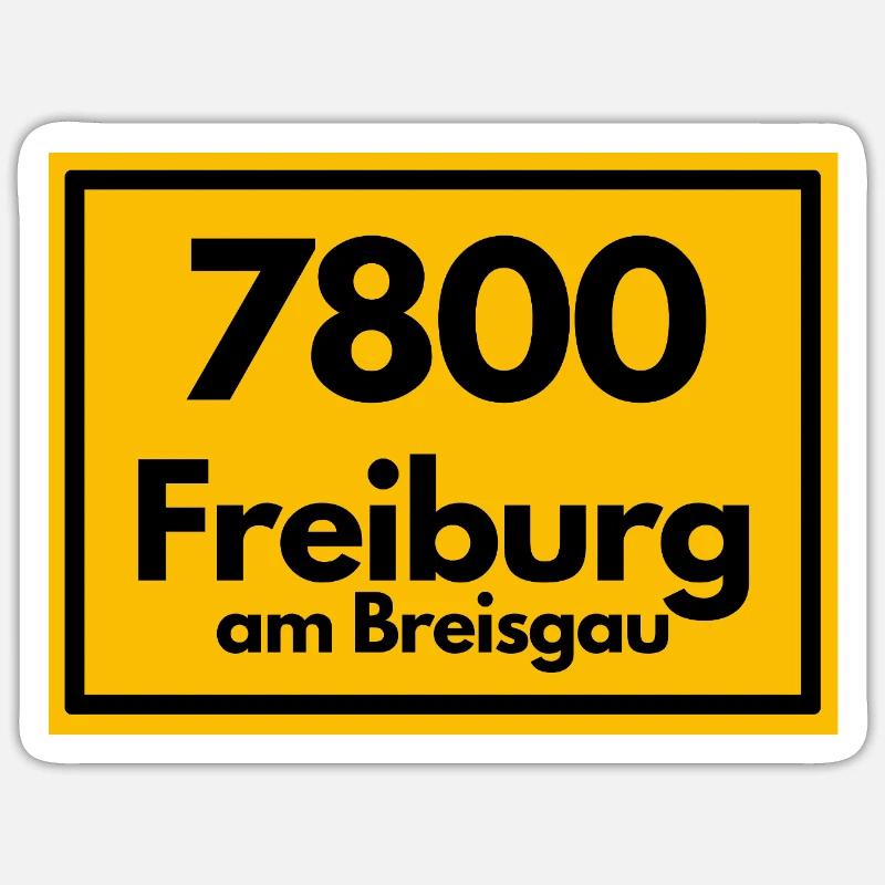 Place sign - then retro old zip code 7800 FREIBURG Sticker size S (10 x 10 cm)