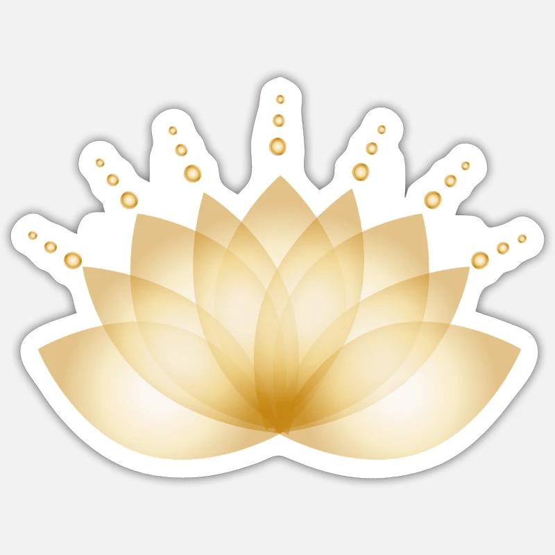 Fleur dorée stylisée de manière transparente Sticker taille S (10 x 10 cm)
