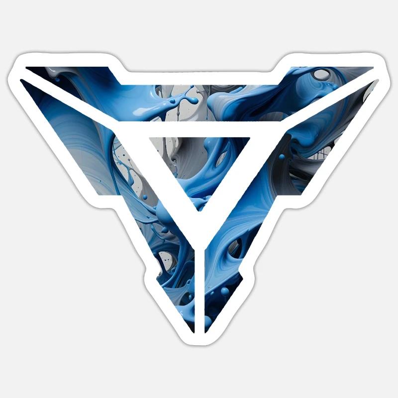 Design triangulaire fluide bleu abstrait - Sticker taille S (10 x 10 cm) - blanc mat