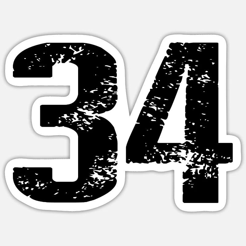 Maillot à 34 numéros - Sticker taille S (10 x 10 cm) - blanc mat