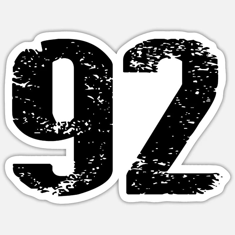 92 Number Jersey - Sticker size S (10 x 10 cm) - white matte