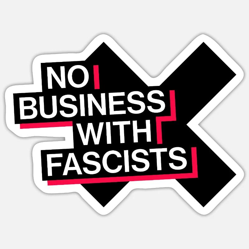 PAS D’AFFAIRES AVEC LES FASCISTES - Sticker taille S (10 x 10 cm) - blanc mat