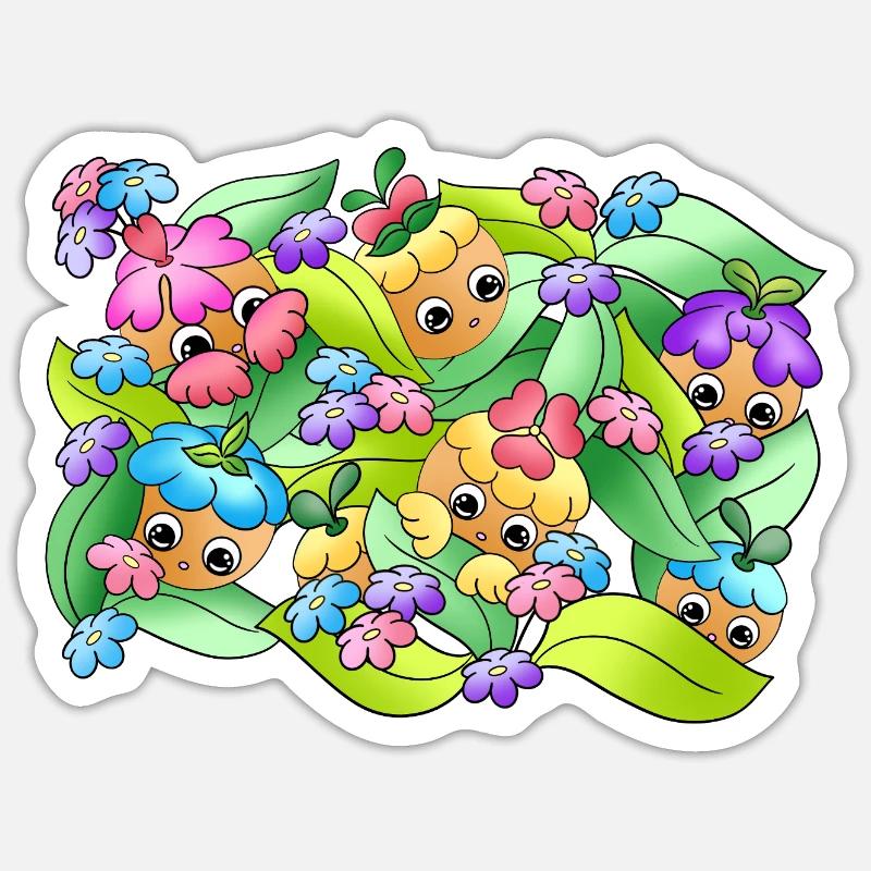 Dreamy Knobs | Summer | Foliage | Nature - Sticker size S (10 x 10 cm) - white matte