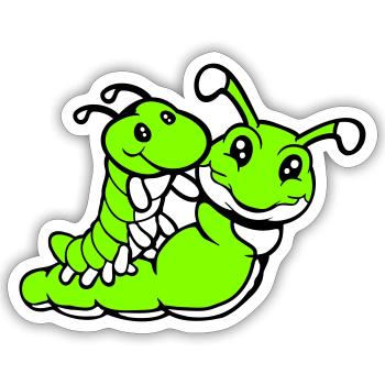 2 friends riding caterpillar father mother child dad mom - Sticker size S (10 x 10 cm) - white matte - Front