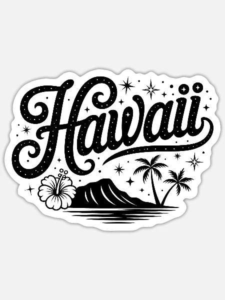 Hawaii - Souvenir USA State Design - Sticker Größe S (10 x 10 cm) - Mattweiß