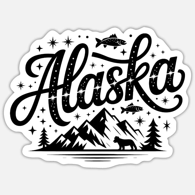 Alaska - Souvenir USA State Design - Sticker taille S (10 x 10 cm) - blanc mat